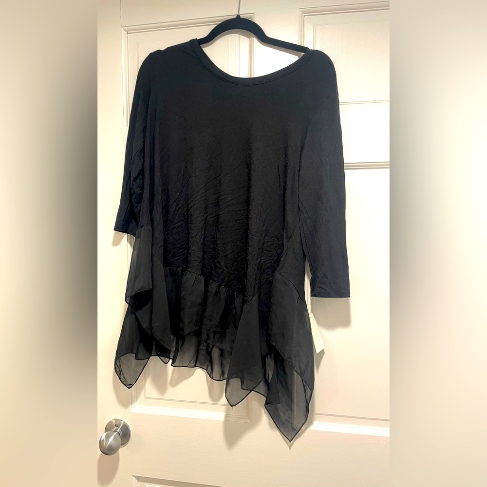 NWT K & C black tunic with organza tiered bottom M